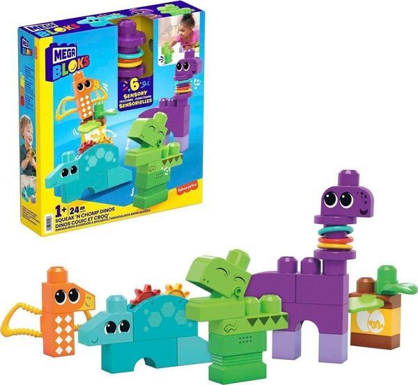 HKN43 Mega Bloks Sesli ve Hareketli Dinozorlar 24 parça +1 yaş Kız Erkek Çocuk Oyuncak Eğitici Oyunc - Image 1