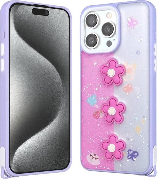 Avid Diva İphone 15 Pro Max Kılıf Parlayan Sıvılı Simli Kabartma Figürlü Zore Cevze Kapak-Yeşil - Image 1