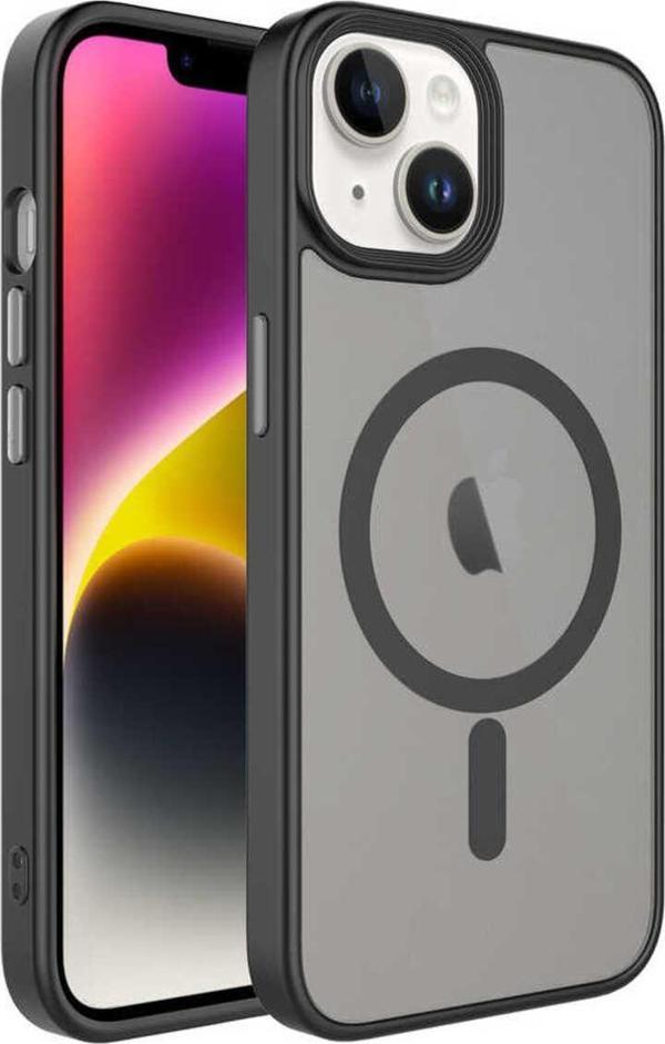 Kılıftech İphone 14 Uyumlu Mat Arka Yüzey Wireless Şarj Özellikli Zore Flet Magsafe Kılıf-Siyah - Image 1