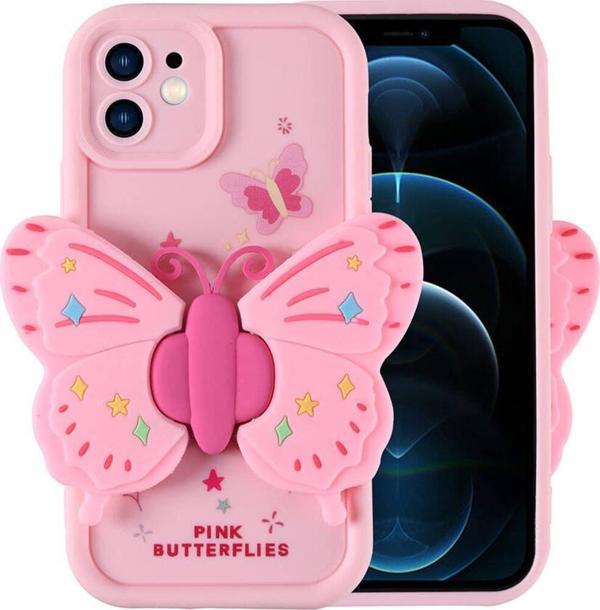 Riseofglc İphone 12 Kılıf Kamera Korumalı Figür Tasarımlı Zore Kapya Kapak-Pembe Açık - Image 1