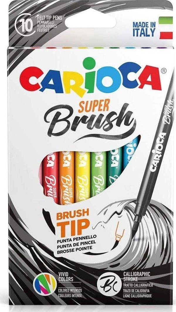 Carioca Keçeli Boya Süper Brush Fırça Uçlu 10'lu 42937 Kız Erkek Çocuk Oyuncak Eğitici Oyuncaklar - Image 1
