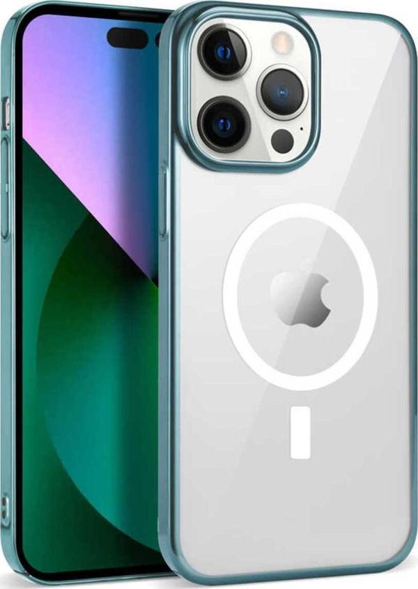 Göktuğ Aksesuar İphone 14 Pro Uyumlu Zore Wireless Şarj Özellikli Pixel Magsafe Kılıf-Sierra Mavi - Image 1
