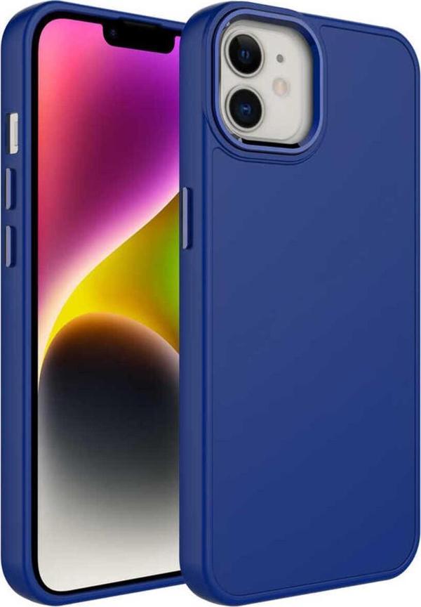 Wenixs İphone 11 Uyumlu Metal Çerçeve Ve Buton Tasarımlı Silikon Zore Luna Kılıf-Lacivert - Image 1