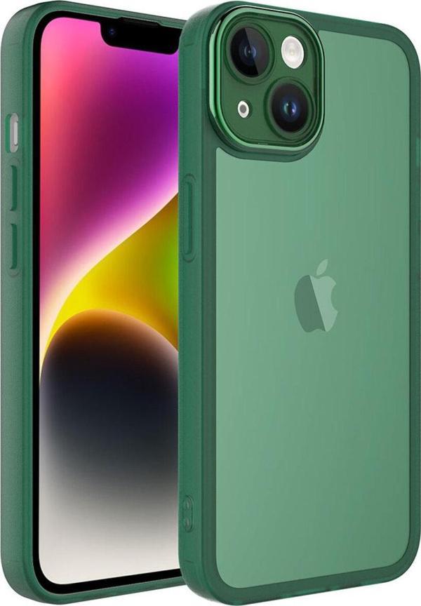 Boğazören İphone 14 Plus Uyumlu Kamera Korumalı Transparan Zore Post Kılıf-Koyu Yeşil - Image 1