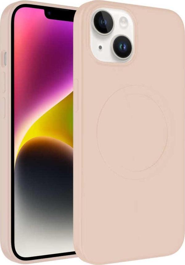 Boğazören İphone 14 Uyumlu Magsafe Wireless Şarj Özellikli Pastel Renk Silikon Zore Plas Kılıf-Pembe Açı - Image 1