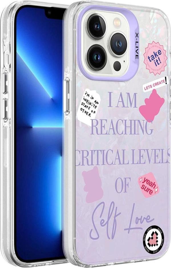 Zore İphone 13 Pro Uyumlu Mermer Desenli Csm Marbello Kılıf-Mor - Image 1