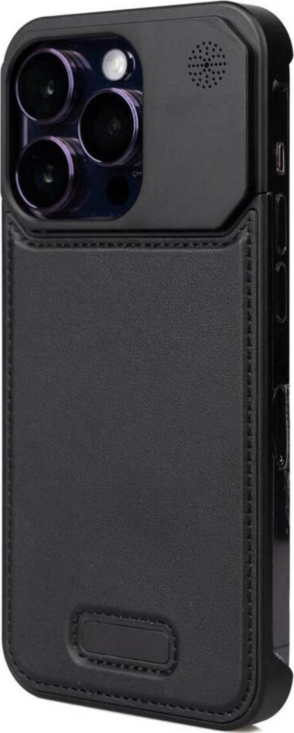 Bulut Aksesuar Apple İphone 15 Pro Max Kılıf Magsafe Şarj Özellikli Mekanizmalı Koku Hazneli Zore Mostar Kapak-Siya - Image 1