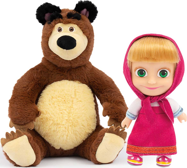 Masha ile Koca Ayı 20cm Peluş 12cm Bebek MHA21000 Kız Erkek Çocuk Oyuncak Eğitici Oyuncaklar - Image 1