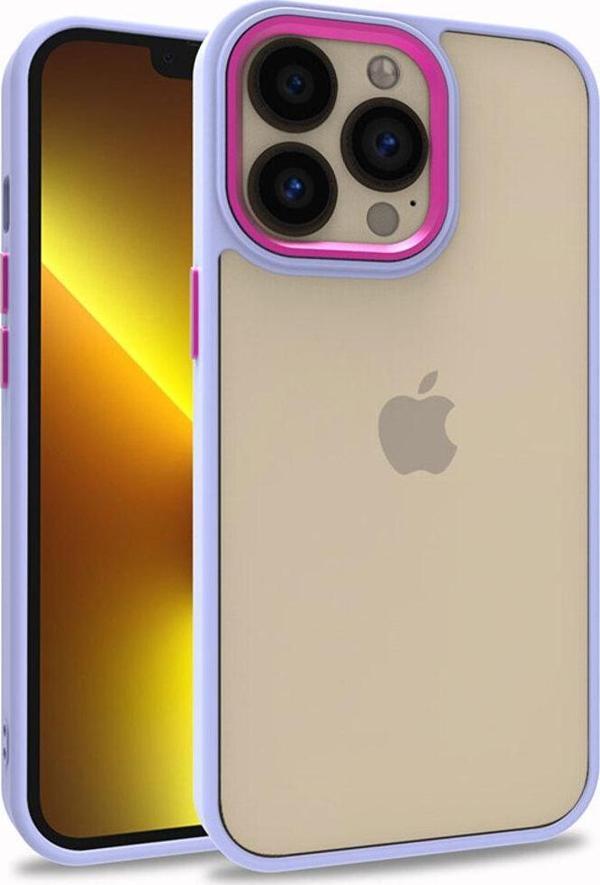 Kılıfda Kılıf İphone 13 Pro Uyumlu Zore Flora Kılıf-Lila - Image 1