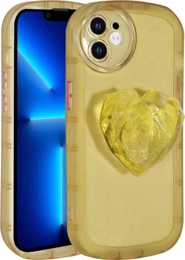 Zore İphone 11 Uyumlu Kamera Korumalı Pop Soketli Renkli Csm Ofro Kılıf-Sarı - Image 1