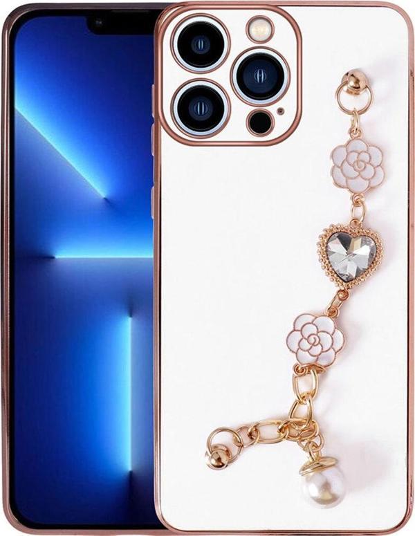 Kılıftech İphone 14 Pro Uyumlu El Tutamaçlı Kamera Korumalı Zore Taka Silikon Kılıf-Beyaz - Image 1