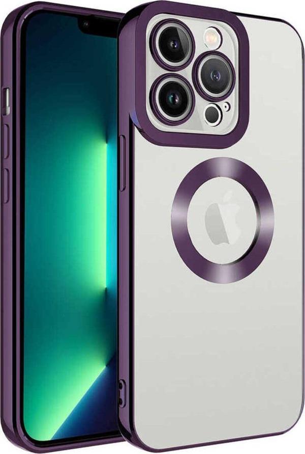Zore İphone 14 Pro Uyumlu Kamera Korumalı Logo Gösteren Omega Kılıf-Derin Mor - Image 1