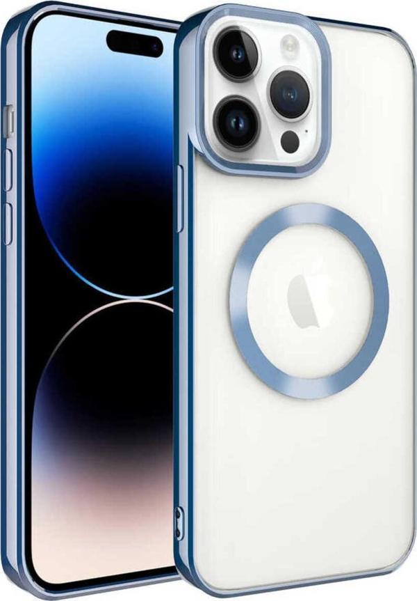 Zore İphone 14 Pro Uyumlu Magsafe Wireless Şarj Özellikli Adamaxaksesuar Setro Silikon - Mavi - Image 1