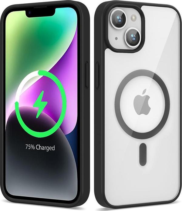 Zore İphone 13 Uyumlu Magsafe Wireless Şarj Özellikli Silikon Csm Ege Kılıf-Siyah - Image 1