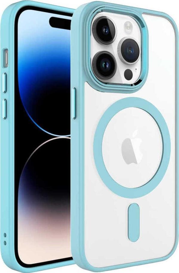 Zore İphone 14 Pro Uyumlu Wireless Şarj Özellikli Krom Magsafe Silikon Kılıf-Yeşil - Image 1