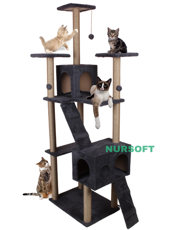Nursoft Cat City - Kedi Tırmalama ve Oyun Evi Çok Fonksiyonlu - Image 1