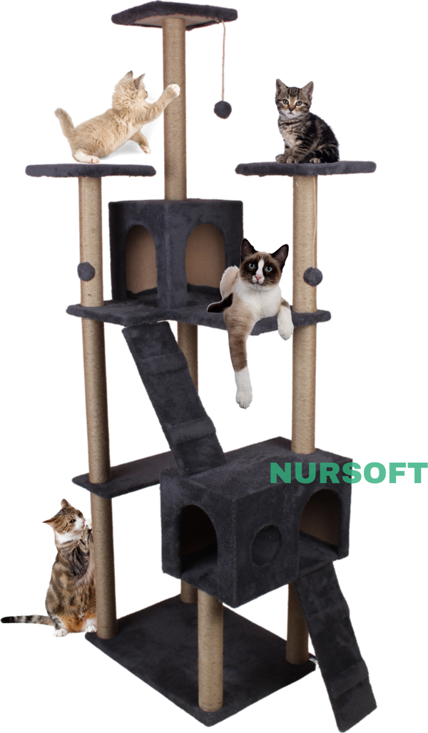 Nursoft Cat City - Kedi Tırmalama ve Oyun Evi Çok Fonksiyonlu - Image 1