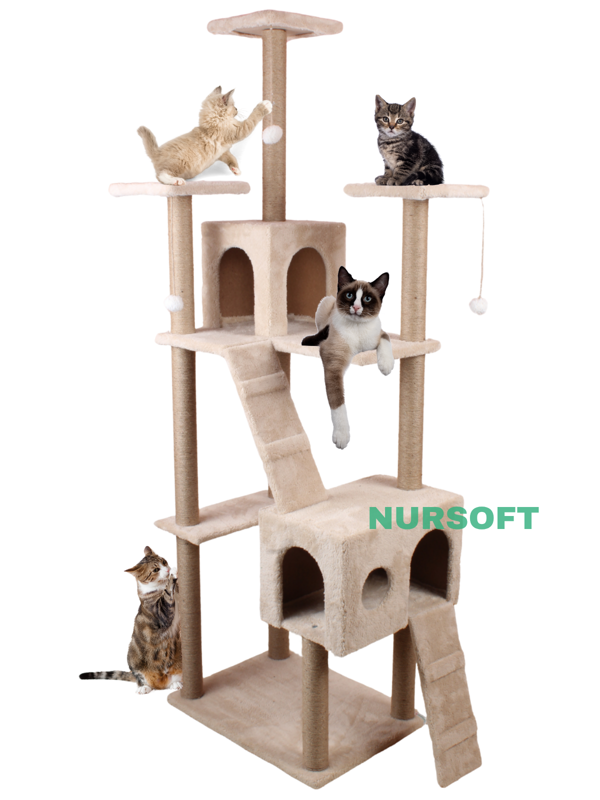 Nursoft Cat City - Kedi Tırmalama ve Oyun Evi Çok Fonksiyonlu - Image 1