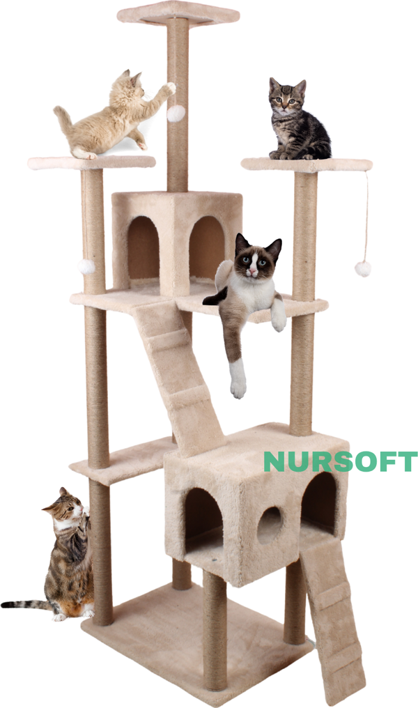 Nursoft Cat City - Kedi Tırmalama ve Oyun Evi Çok Fonksiyonlu - Image 1