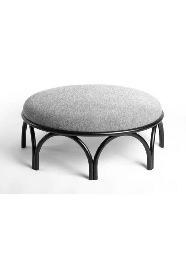 Base Tekli Siyah Metal Ayaklı Dekoratif Puf Bench Keten Yatak Ucu Oturma Bankı Makyaj Koltuğu - Image 1