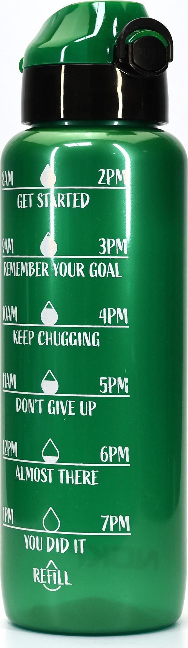 Su Matarası Tritan Geniş Ağız Su Şişesi Motivasyon Spor Matarası Suluğu BPAsız 1000 mL Yeşil T0103 - Image 1