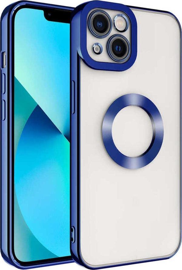 Zore İphone 14 Uyumlu Kamera Korumalı Logo Gösteren Omega Kılıf-Mavi - Image 1