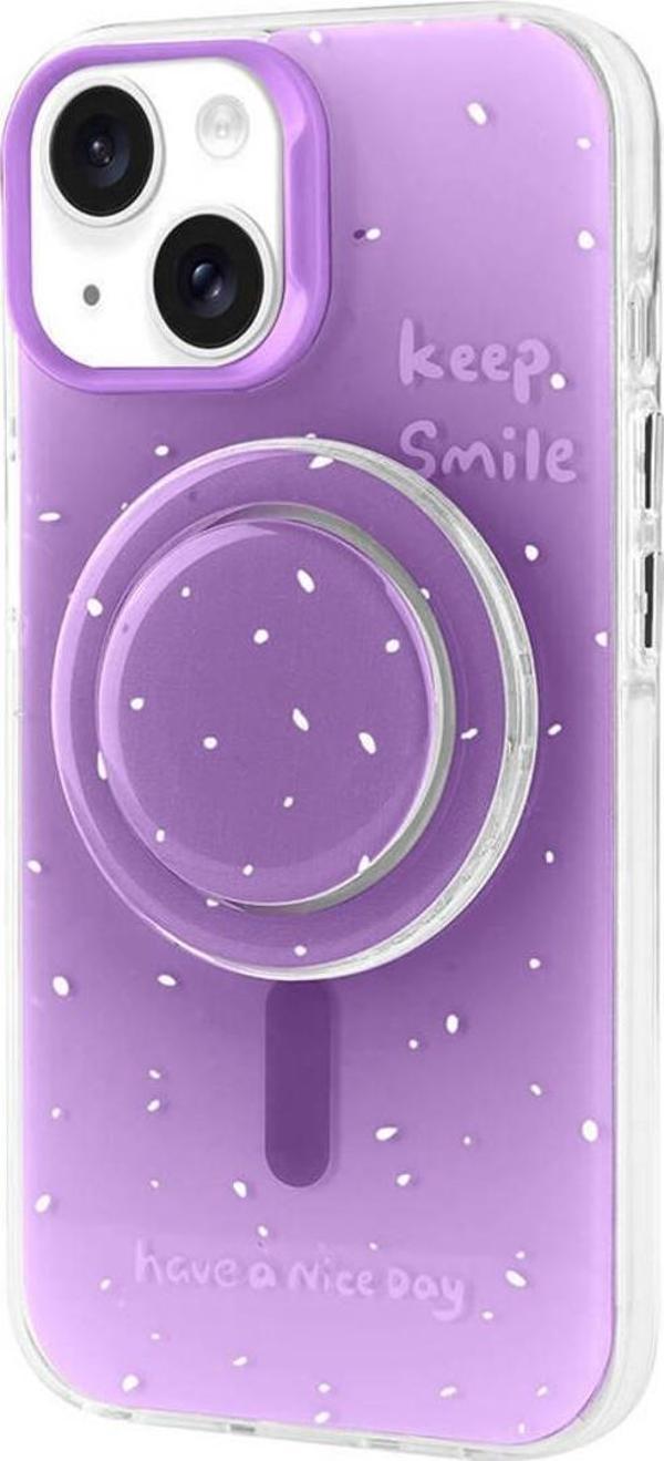 Zore İphone 13 Magsafe Şarj Özellikli Tak-Çıkar Pop Soketli Tiktok Kılıf-Mor - Image 1
