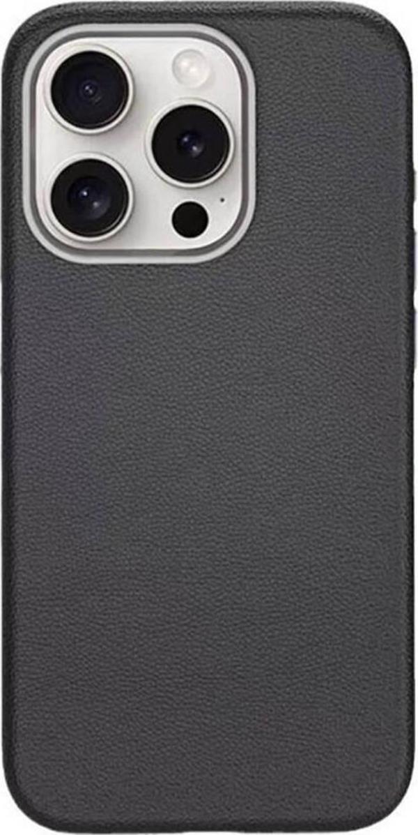 Zore İphone 15 Pro Kılıf Magsafe Şarj Özellikli Pu Deri Adora Kapak-Siyah - Image 1