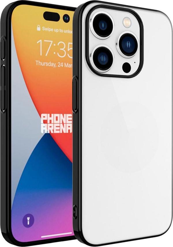 Zore İphone 15 Pro Max Uyumlu Sert Pc Renkli Çerçeveli Riksos Kılıf-Siyah - Image 1