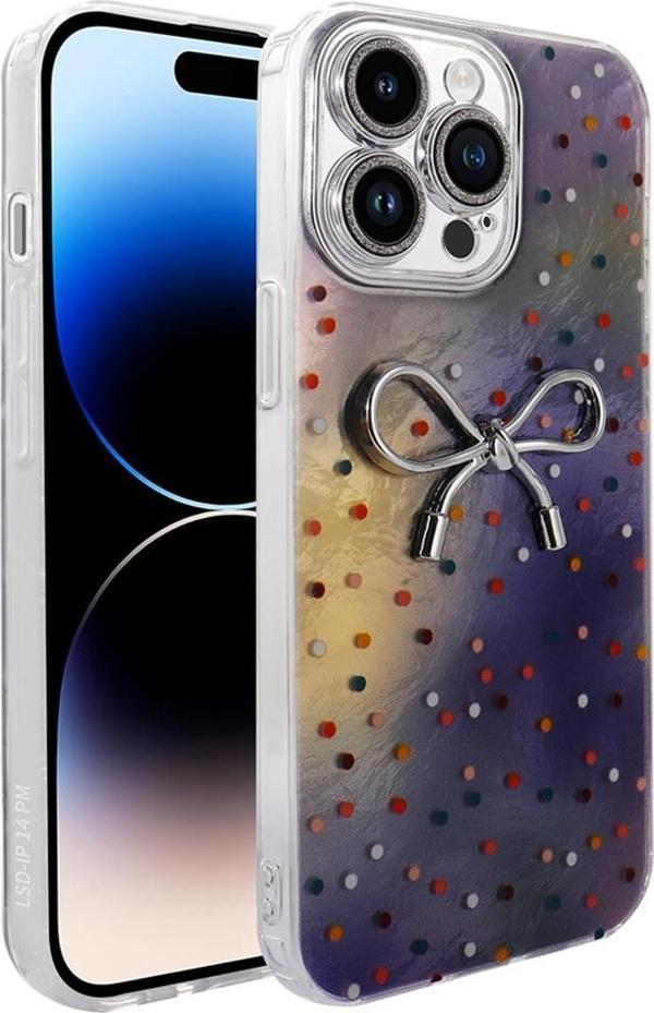 Zore İphone 14 Pro Max Kılıf Kamera Korumalı Figürlü Ponti Silikon Kapak - Lila - Image 1