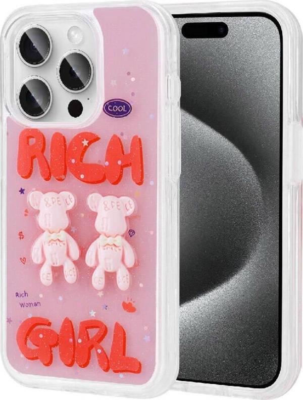 Zore İphone 15 Pro Uyumlu Kabartma Figürlü Parlak Minimini Silikon Kılıf-Kırmızı - Image 1