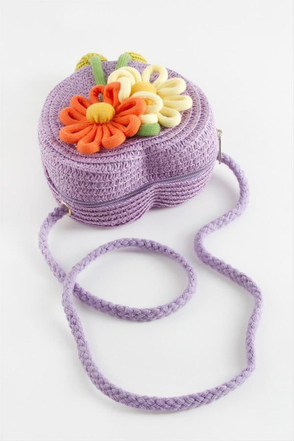 Avior Collection Çiçek Kalp Hasır Çanta - Image 1