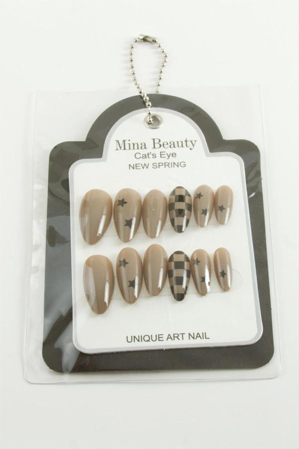 Avior Collection Desenli Mina Beauty Kedi Gözü Takma Tırnak - Image 1