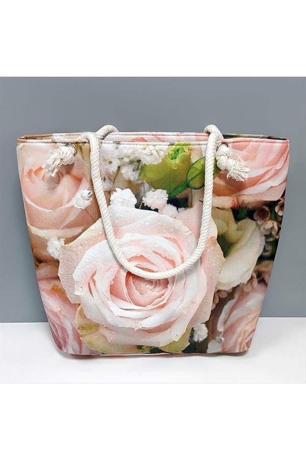 Avior Collection Gül Desenli Plaj Çantası - Image 1