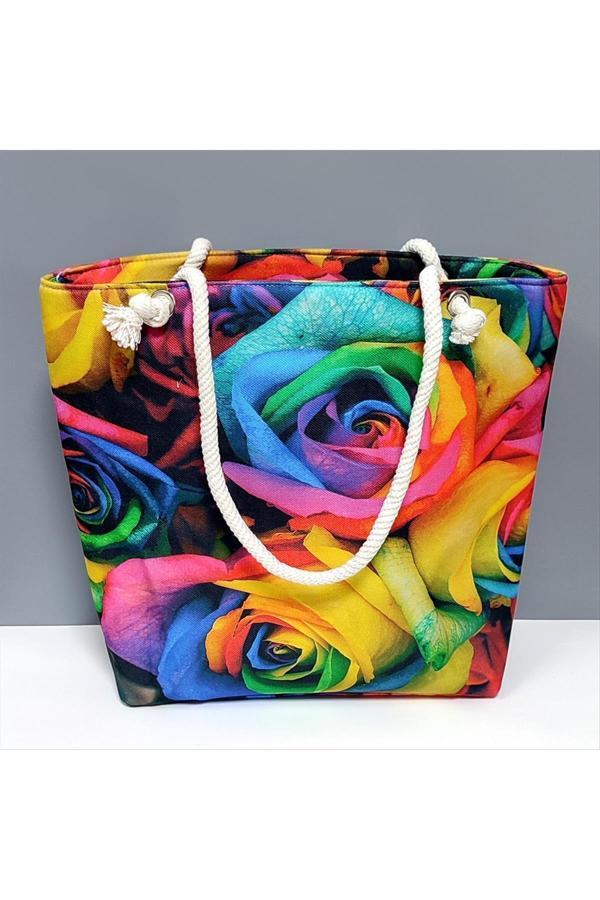 Avior Collection Gül Desenli Plaj Çantası - Image 1