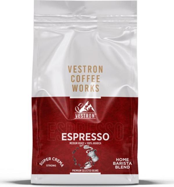 Vestron Espresso Home Barista Blend Süper Crema Strong 500Gr Çekirdek Kahve %100 Arabica Medium Roast - Image 1