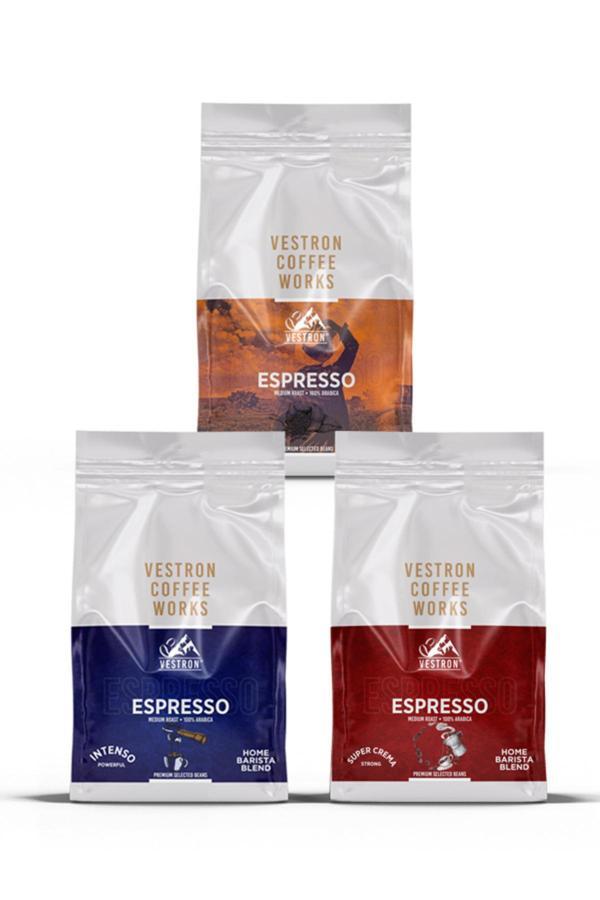 Vestron Espresso Home Barista Blend Eko Paket 3X1000Gr Çekirdek Kahve %100 Arabica Medium Roast - Image 1
