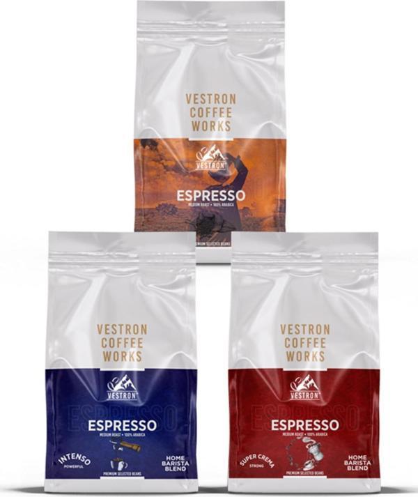 Vestron Espresso Home Barista Blend Eko Paket 3X1000Gr Çekirdek Kahve %100 Arabica Medium Roast - Image 1