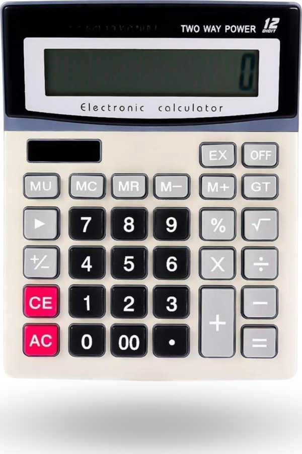Büro Ev Ofis için Pilli 12 Hane Geniş LCD Ekran Büyük Düğme Hesap Makinesi - Image 1