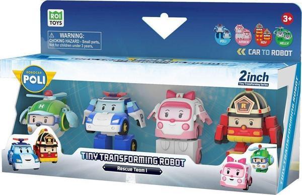 POLI MRT-674 Robocar Poli Mini Transforming Kasabanın Kurtarma Araçları 4lü Set Kız Erkek Çocuk Oyun - Image 1