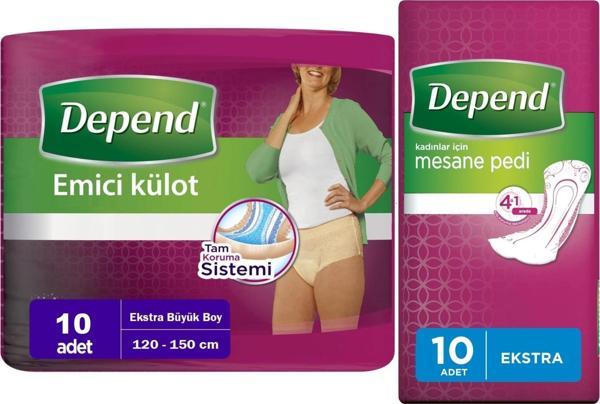 Depend Emici Külot Lohusa Pedi  XL - Extra Büyük -  Kadın (10 Adet)+Mesane Pedi Kadın Ekstra (10 Lu) - Image 1