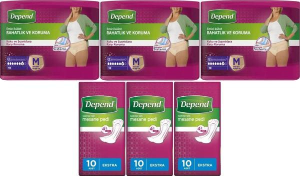 Depend Emici Külot Lohusa Pedi M- Medium - Kadın (10 Lu) + Mesane Pedi Kadın Ekstra (10 Lu) 6 Lı Set - Image 1