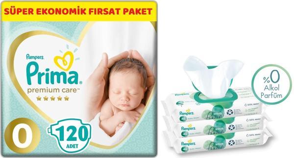 Prima Premium Care Bebek Bezi Beden:0 (1.5-2.5Kg) Prematüre 120 Adet Süper Ekonomik Fırsat Pk+Mendil - Image 1