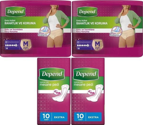 Depend Emici Külot Lohusa Pedi M- Medium - Kadın (10 Lu) + Mesane Pedi Kadın Ekstra (10 Lu) 4 Lü Set - Image 1