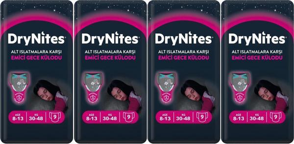 Drynites Emici Gece Külodu/Külot Bez Kız 8-13 Yaş 30-48KG Large 36 Adet 4PK*9 Alt Islatmalara Karşı - Image 1