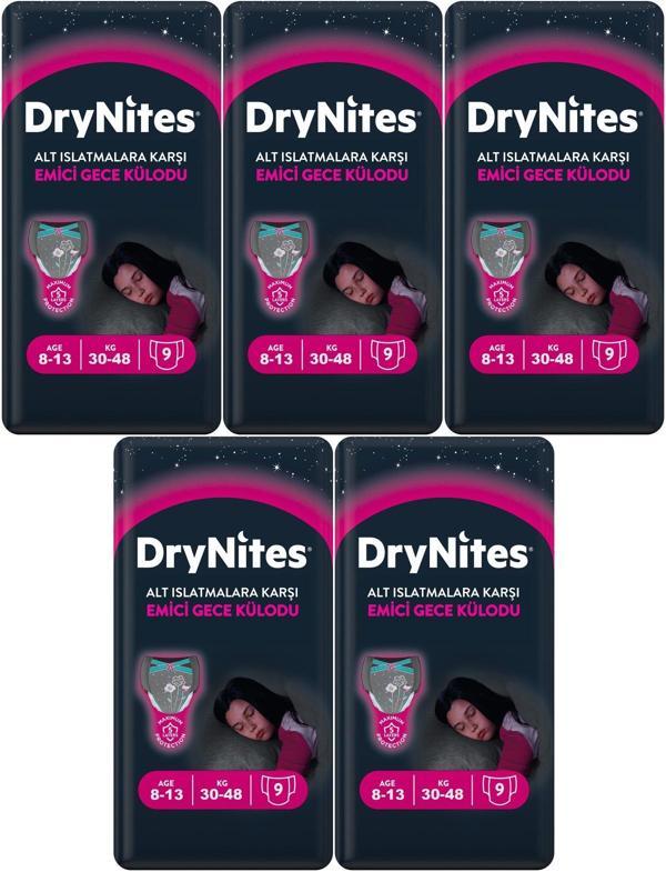 Drynites Emici Gece Külodu/Külot Bez Kız 8-13 Yaş 30-48KG Large 45 Adet 5PK*9 Alt Islatmalara Karşı - Image 1