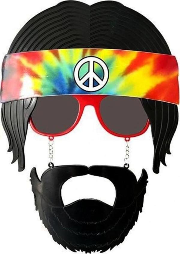 Nessiworld   Siyah Saçlı Bandana Tasarımlı Hippi Parti Gözlüğü 26x18 cm - Image 1