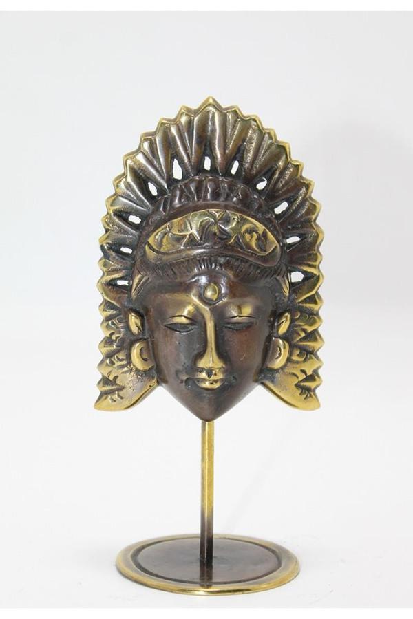 Masaüstü Pirinç Buddha Mask Figür - Image 1