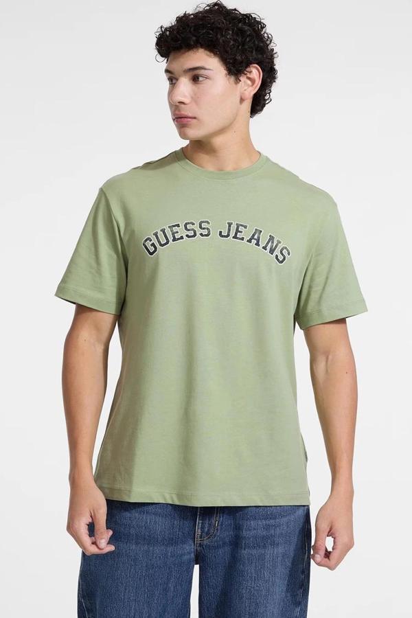 Guess Jeans SS CN REG COLLEGIATE TEE Erkek Yeşil T-shirt M5RI75K8FQ4-G8EJ - Image 1