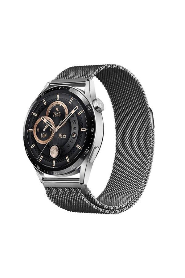 Kılıftech Gear S3 Zore Band-12 22Mm Metal Hasır Kordon-Gri - Image 1